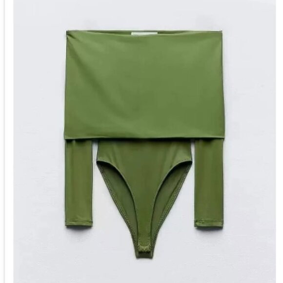 Zara - Off-The-Shoulder Bodysuit 3905/159/513 | Medium | Green Meadow - Picture 2 of 11